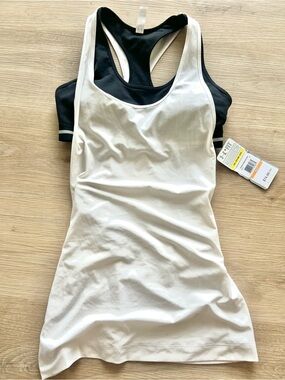 Under Armour White & Black Layered Bra Athletic Tank Top Small